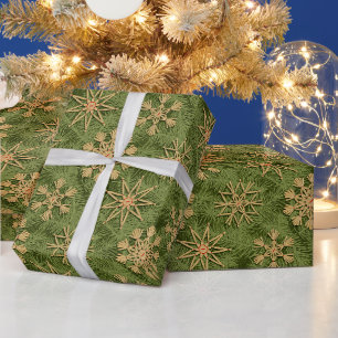 Strohsterne on Pine Tree Wrapping Paper