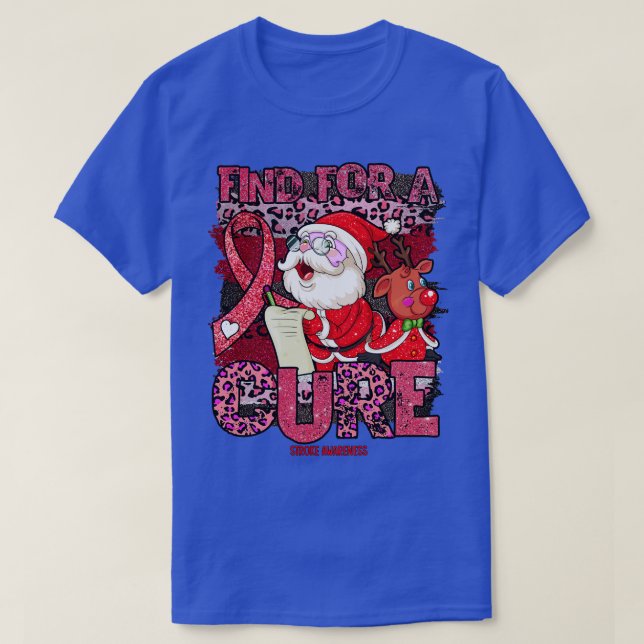 Stroke Awareness Awareness leopard christmas cure  T-Shirt (Design Front)
