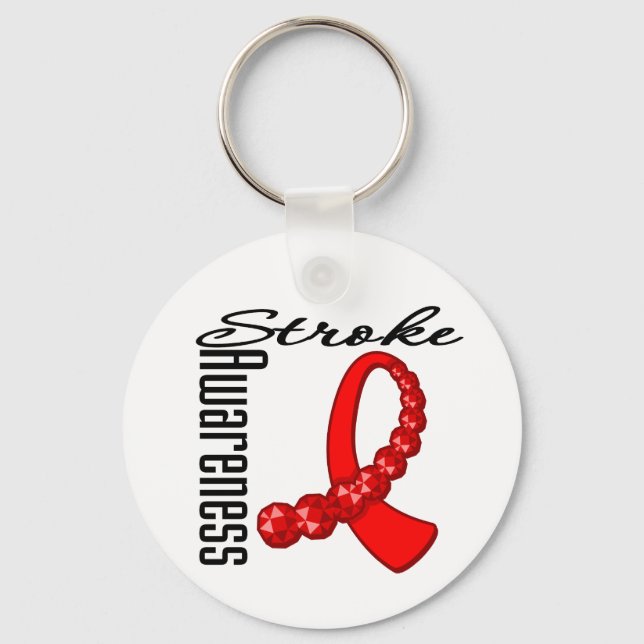 Stroke Awareness Gemstone Ribbon Key Ring (Front)