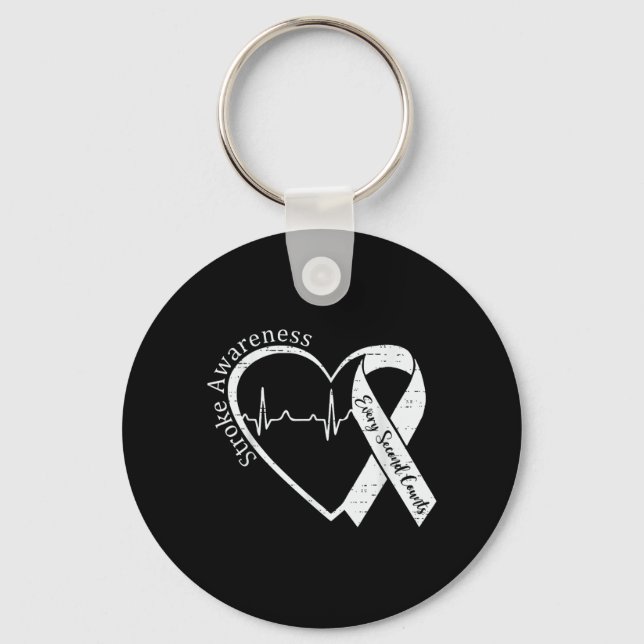 Stroke Awareness Heart Stroke Survivor Warrior Key Ring (Front)