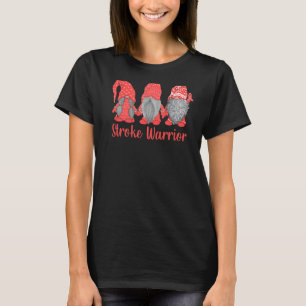 Stroke Awareness Month Warrior Gnome Red Ribbon Su T-Shirt