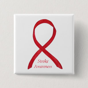 Stroke Awareness Red Ribbon Custom Art Pin