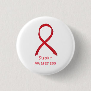 Stroke Awareness Red Ribbon Custom Art Pin