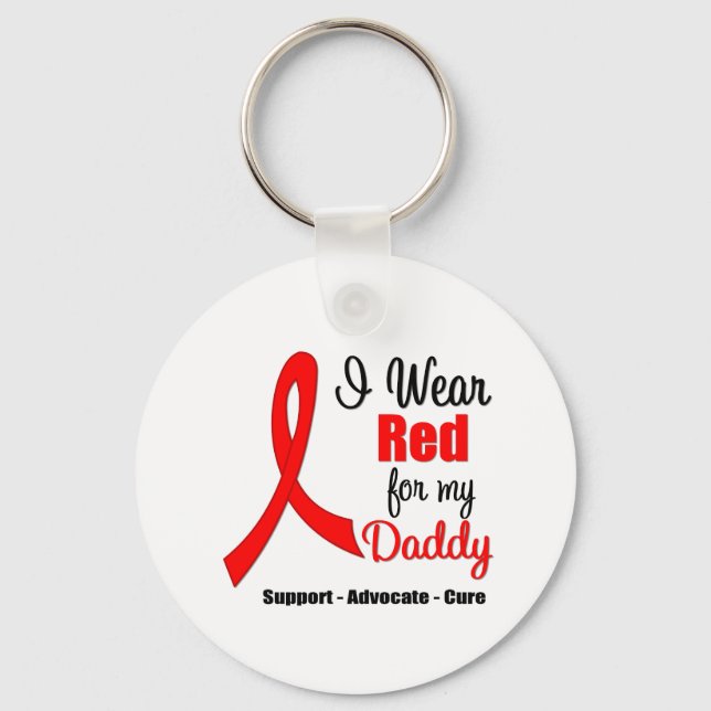Stroke Awareness - Red Ribbon (Daddy) Key Ring (Front)
