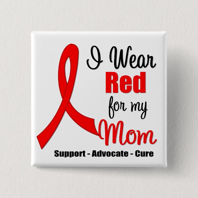 Stroke Awareness - Red Ribbon (Mum) 15 Cm Square Badge (Front)