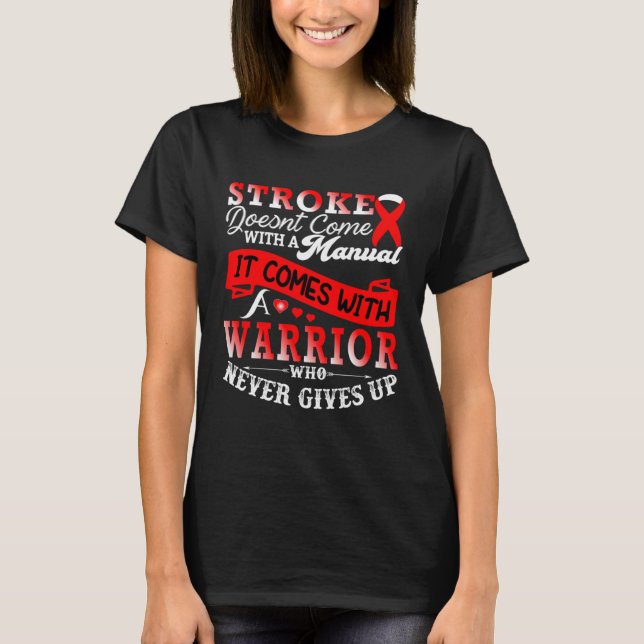 Stroke Awareness Red Ribbon Warrior Support T-Shirt (Front)