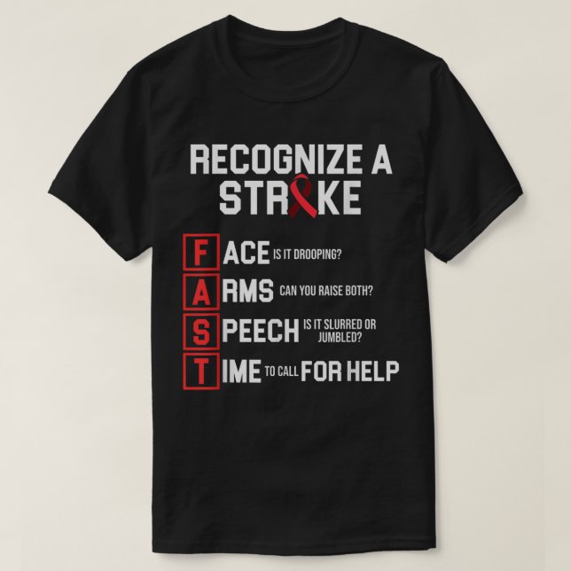 Stroke Awareness Survivor Fast Strong Warrior  T-Shirt (Design Front)