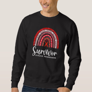 Stroke Awareness Survivor Rainbow Brave Wear Red I Sweatshirt