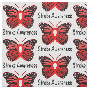 Stroke Butterfly Awareness Ribbon Fabric