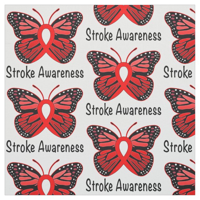 Stroke Butterfly Awareness Ribbon Fabric (Swatch)