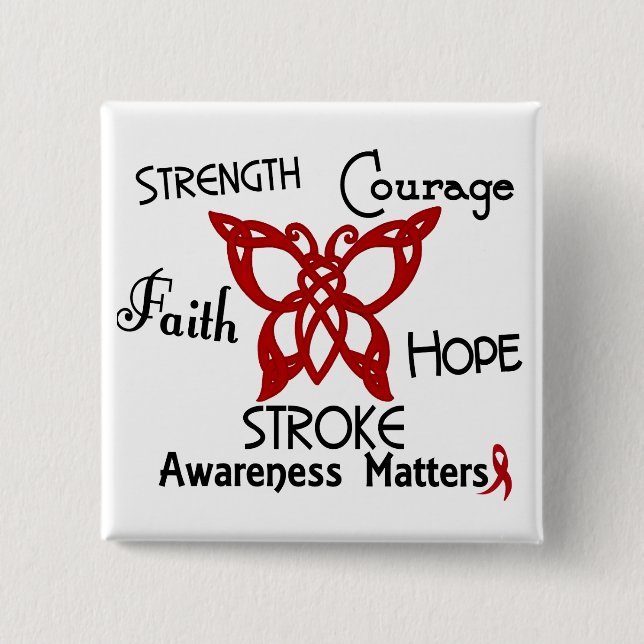Stroke Celtic Butterfly 3 15 Cm Square Badge (Front)