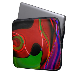 Stroke curve with slight overlap over red to green laptop sleeve