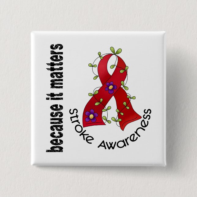 Stroke Flower Ribbon 3 15 Cm Square Badge (Front)