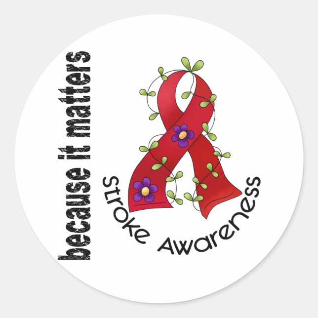 Stroke Flower Ribbon 3 Classic Round Sticker (Front)