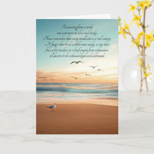 Stroke Get Well Coastal Calm Beach with Seagulls Card
