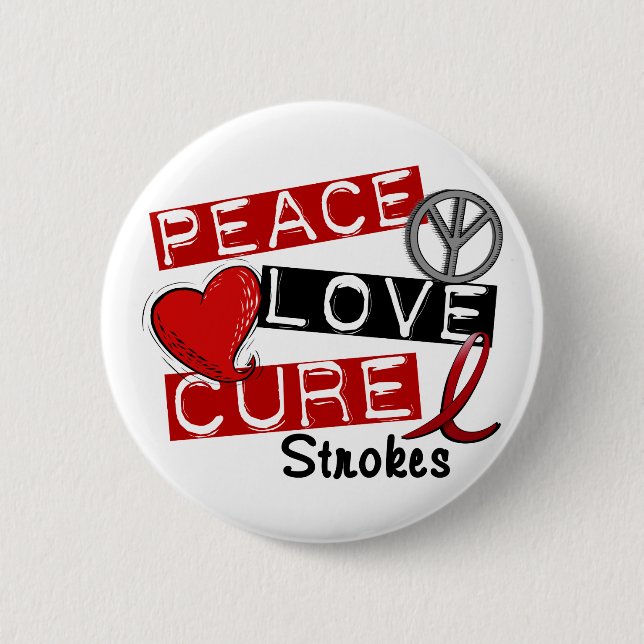 Stroke PEACE LOVE CURE 1 6 Cm Round Badge (Front)