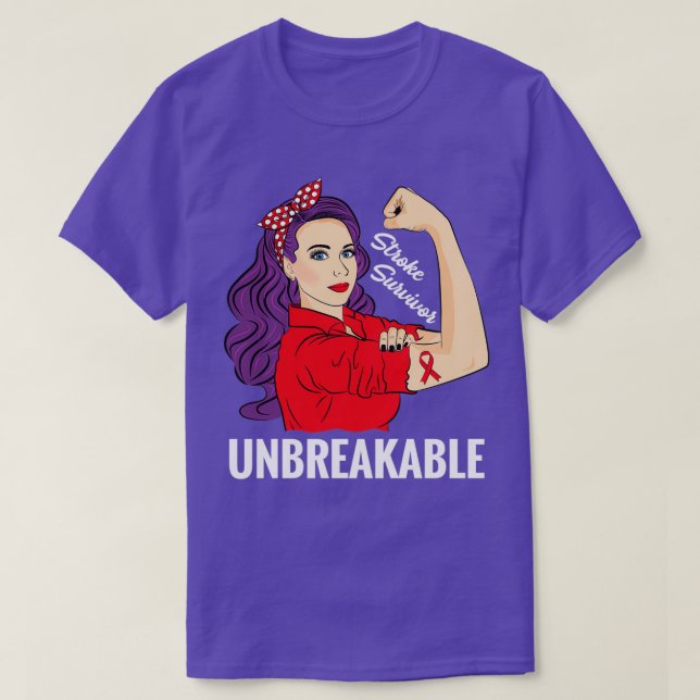 Stroke Survivor Awareness Warrior Unbreakable T-Shirt (Design Front)
