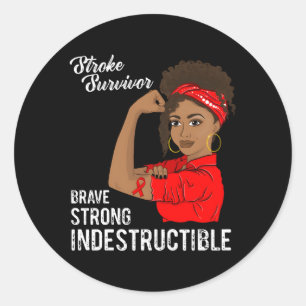 Stroke Survivor Indestructible Warrior Awareness Classic Round Sticker