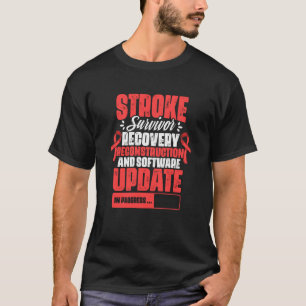 Stroke Survivor Recovery Red Ribbon Stroke Awarene T-Shirt