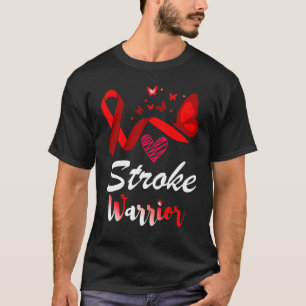 Stroke Warrior Butterfly Red Ribbon Support T-Shirt