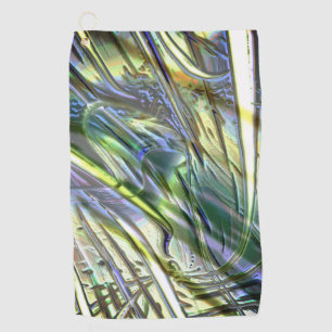 Strokes in bamboo style, soft pearly green yellow  golf towel