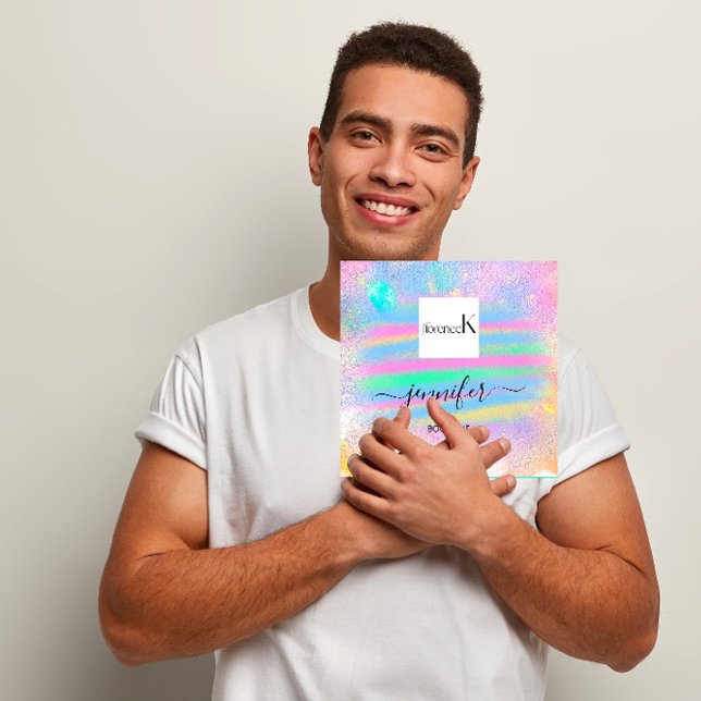 Strokes Painted Pink Abstract Custom QR LOGO  Square Business Card (Strokes Painted Pink Abstract Custom QR LOGO Square Business Card)