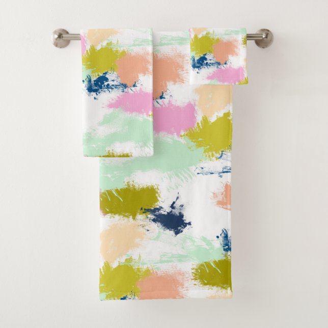 Strokes , paints , oil paint bath towel set (Insitu)