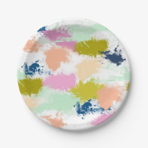 Strokes , paints , oil paint paper plate