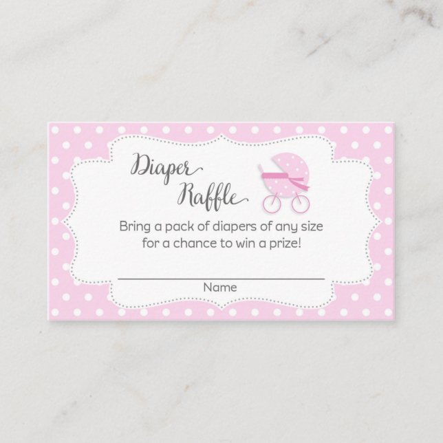 Stroller Baby Shower Diaper Raffle Tickets Enclosure Card (Front)