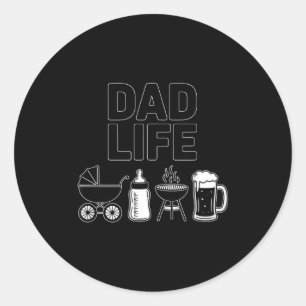 Stroller Bottle Grill Beer Adorable Father Dad Lif Classic Round Sticker