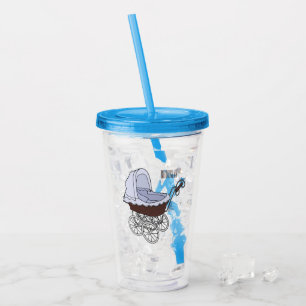Stroller cartoon illustration acrylic tumbler
