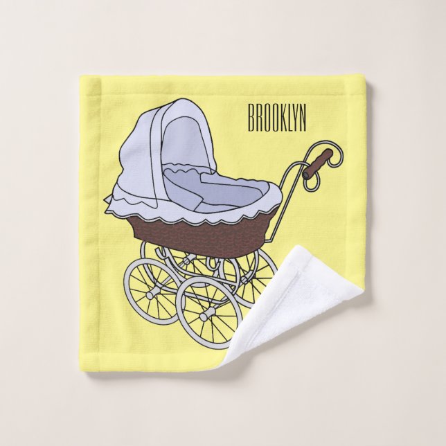 Stroller cartoon illustration  bath towel set (Wash Cloth)