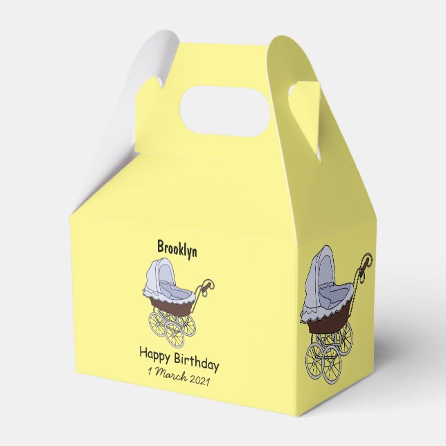 Stroller cartoon illustration favour box (Front Side)