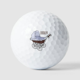 Stroller cartoon illustration golf balls