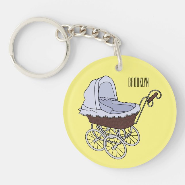 Stroller cartoon illustration  key ring (Front)