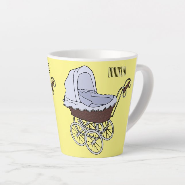 Stroller cartoon illustration  latte mug (Right Angle)