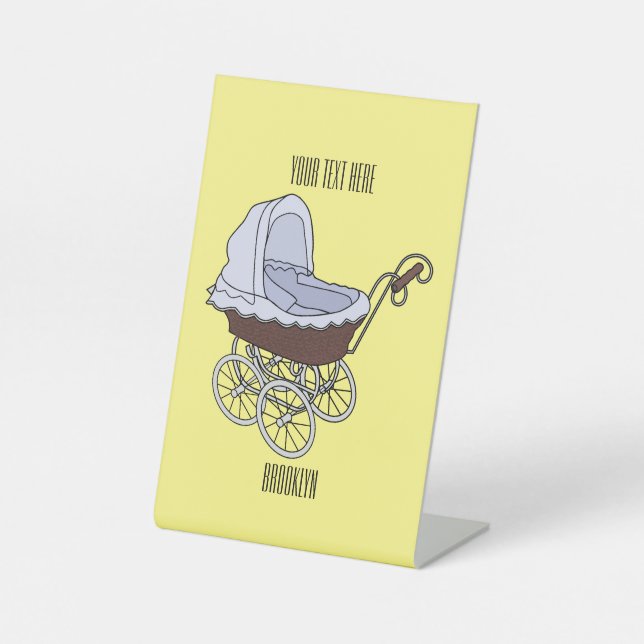 Stroller cartoon illustration  pedestal sign (Front)