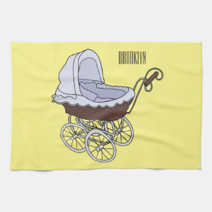 Stroller cartoon illustration  tea towel