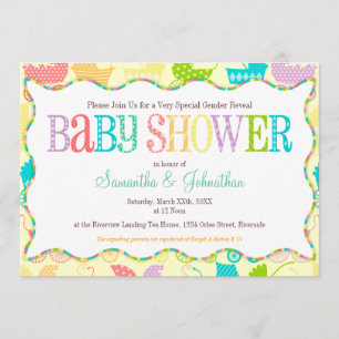 Stroller Chic Gender Reveal Baby Shower Invitation