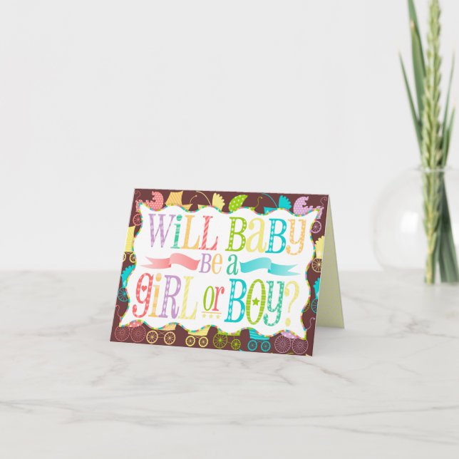 Stroller Chic Gender Reveal - Custom Note Cards (Front)