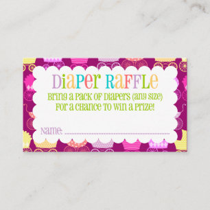 Stroller Chic - Girly - Diaper Raffle Ticket Enclosure Card