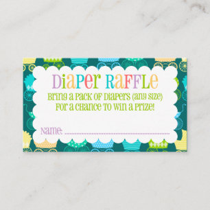 Stroller Chic - Teal Blue - Diaper Raffle Ticket Enclosure Card
