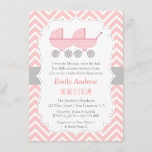 Strollers Twin Girl Baby Shower Invitations
