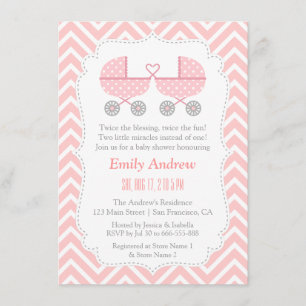 Strollers Twin Girl Baby Shower Invitations