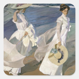 Strolling along the Seashore, 1909 Square Sticker