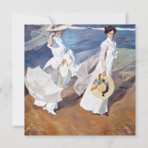 Strolling along the Seashore by Joaquin Sorolla Holiday Card