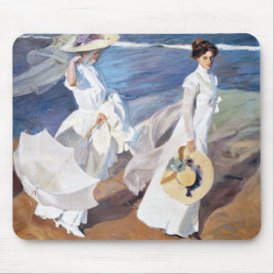 Strolling along the Seashore by Joaquin Sorolla Mouse Pad