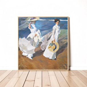 Strolling along the Seashore, Joaquín Sorolla Poster