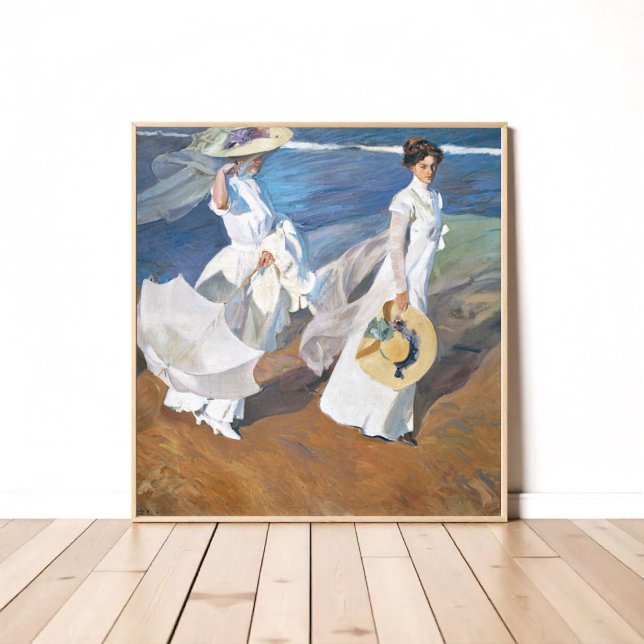 Strolling along the Seashore, Joaquín Sorolla Poster (Creator Uploaded)