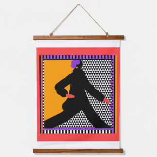 Strolling Figure In Black Hanging Tapestry